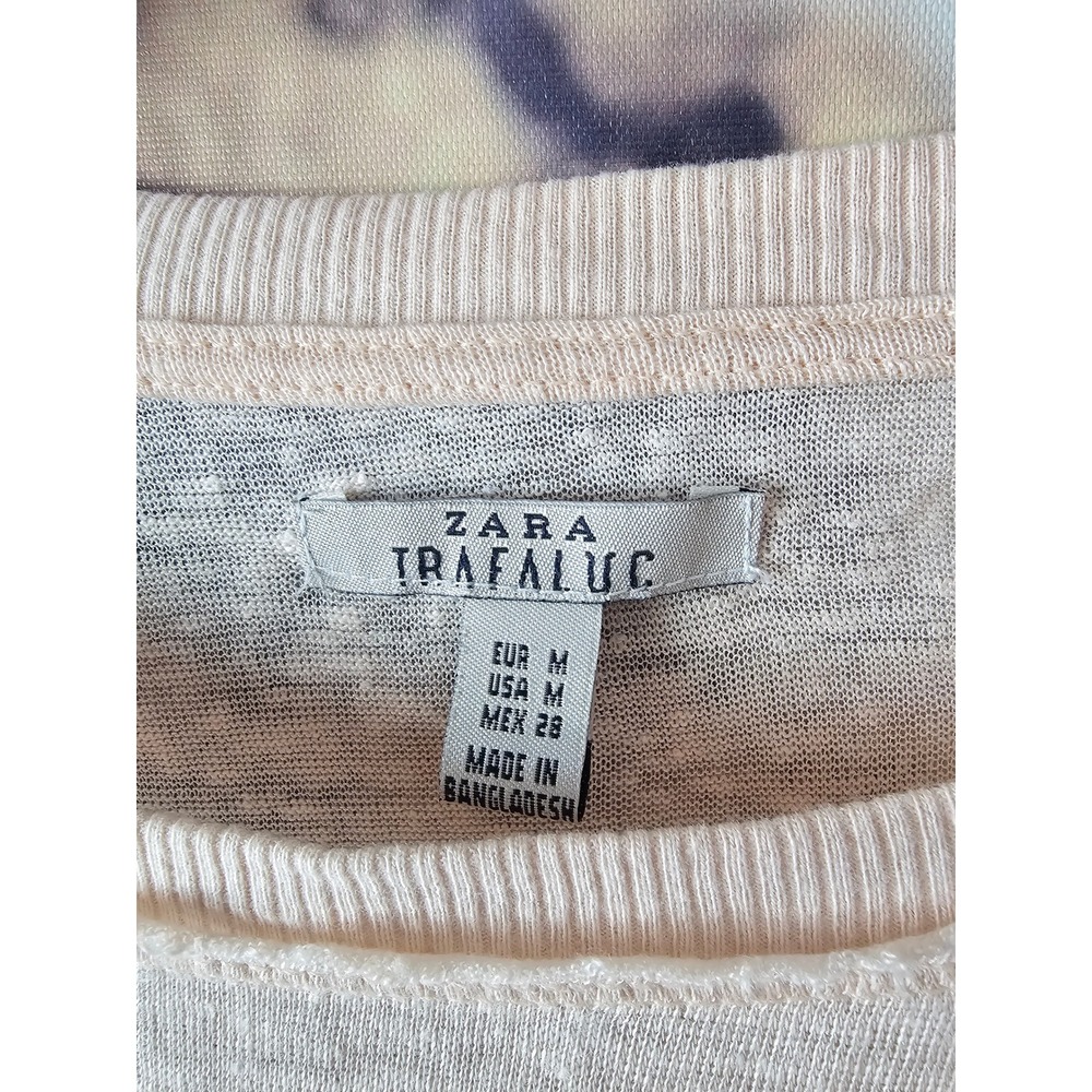Zara Trafaluc Women Burnout Long Sleeve Lightweight Boxy Relaxed Knit Top Size M - Picture 5 of 8